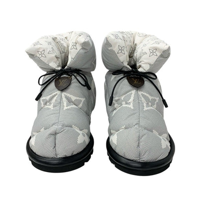 ルイヴィトン LOUIS VUITTON ピローライン モノグラム ブーツ ショートブーツ 靴 シューズ ナイロン ホワイト ブラック 未使用 アンクルブーツ