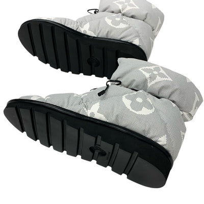 ルイヴィトン LOUIS VUITTON ピローライン モノグラム ブーツ ショートブーツ 靴 シューズ ナイロン ホワイト ブラック 未使用 アンクルブーツ