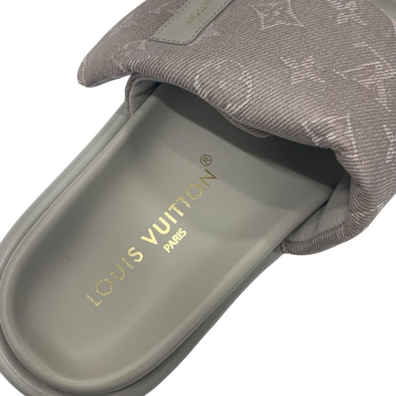 ルイヴィトン LOUIS VUITTON プールピローライン モノグラム サンダル 靴 シューズ ジャカード レザー ベージュ 未使用 ロゴ フラット ミュール