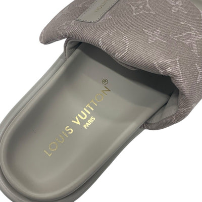 ルイヴィトン LOUIS VUITTON プールピローライン モノグラム サンダル 靴 シューズ ジャカード レザー ベージュ 未使用 ロゴ フラット ミュール