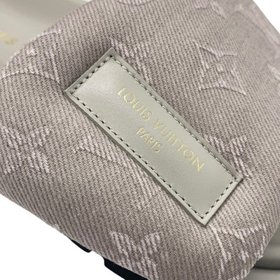 ルイヴィトン LOUIS VUITTON プールピローライン モノグラム サンダル 靴 シューズ ジャカード レザー ベージュ 未使用 ロゴ フラット ミュール