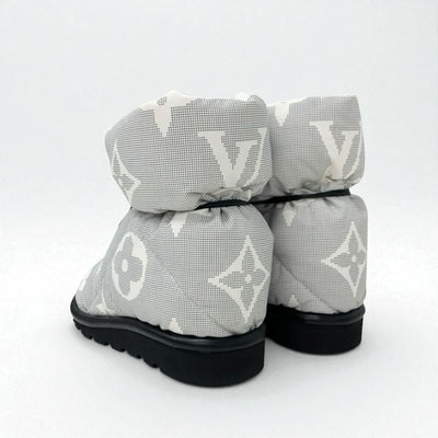 ルイヴィトン LOUIS VUITTON ピローライン モノグラム ブーツ ショートブーツ 靴 シューズ ナイロン ホワイト ブラック 未使用 アンクルブーツ