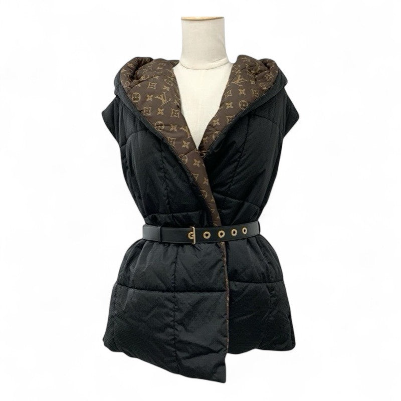 ルイヴィトン LOUIS VUITTON アウター ブラック スリーブレスピローパファーラップジャケット モノグラム ダウンベスト ベルト