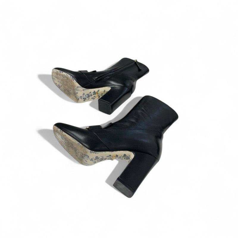 グッチ GUCCI ブーツ ショートブーツ 靴 シューズ レザー ブラック ゴールド ロゴ ダブルG