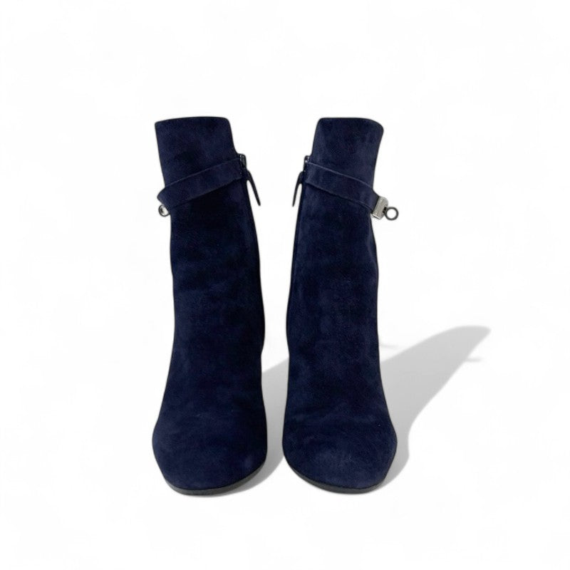 エルメス HERMES ジュウーズ ブーツ ショートブーツ 靴 シューズ スエード ネイビー シルバー ケリー金具