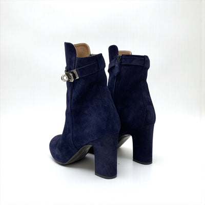 エルメス HERMES ジュウーズ ブーツ ショートブーツ 靴 シューズ スエード ネイビー シルバー ケリー金具