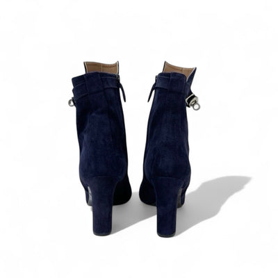 エルメス HERMES ジュウーズ ブーツ ショートブーツ 靴 シューズ スエード ネイビー シルバー ケリー金具