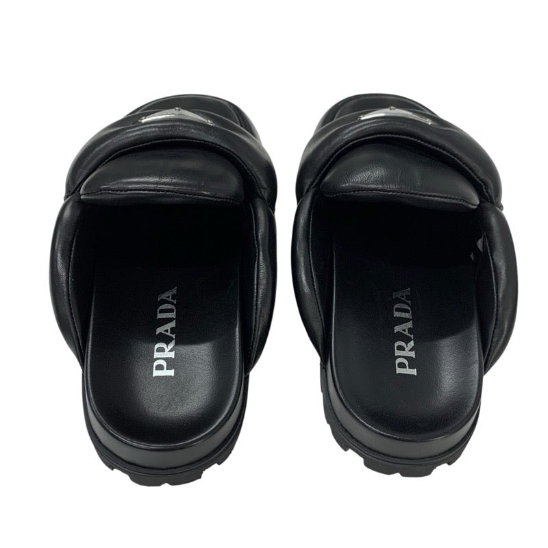 プラダ PRADA サンダル 靴 シューズ レザー ブラック 黒 トライアングルロゴ パデッドナッパ サボ ミュール