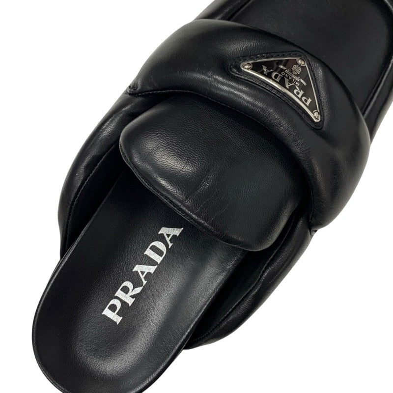 プラダ PRADA サンダル 靴 シューズ レザー ブラック 黒 トライアングルロゴ パデッドナッパ サボ ミュール
