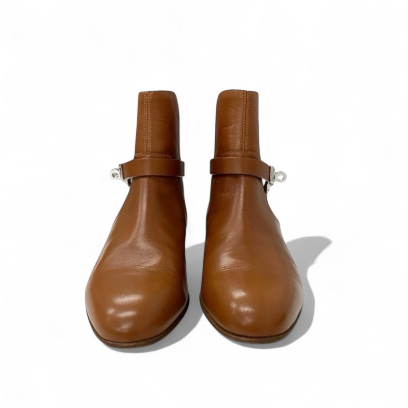 エルメス HERMES ネオ ブーツ ショートブーツ 靴 シューズ レザー ブラウン シルバー ケリー金具