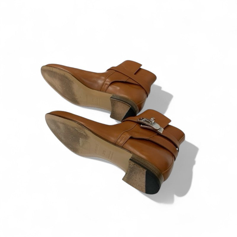 エルメス HERMES ネオ ブーツ ショートブーツ 靴 シューズ レザー ブラウン シルバー ケリー金具