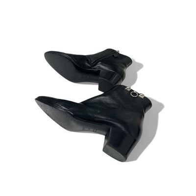 エルメス HERMES ブーツ ショートブーツ 靴 シューズ レザー ブラック 黒 シルバー コリエドシアン スタッズ