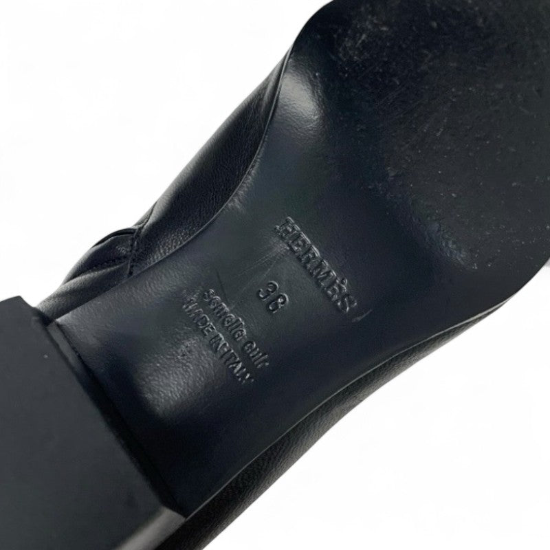 エルメス HERMES ブーツ ショートブーツ 靴 シューズ レザー ブラック 黒 シルバー コリエドシアン スタッズ