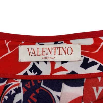 ヴァレンティノ VALENTINO ボトムス シルク マルチカラー スカート Vゴールド ロゴ ミディ丈
