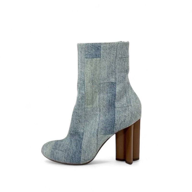 ルイヴィトン LOUIS VUITTON シルエットライン ブーツ ショートブーツ 靴 シューズ デニム ライトブルー ブラウン アンクルブーツ