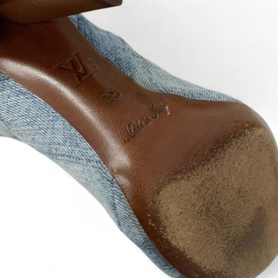 ルイヴィトン LOUIS VUITTON シルエットライン ブーツ ショートブーツ 靴 シューズ デニム ライトブルー ブラウン アンクルブーツ
