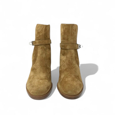 エルメス HERMES フレンチー ブーツ ショートブーツ 靴 シューズ スエード ブラウン シルバー 未使用 ケリー金具