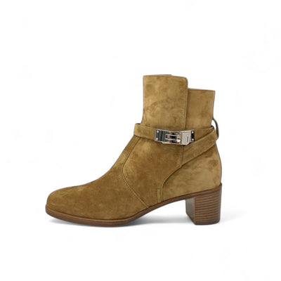 エルメス HERMES フレンチー ブーツ ショートブーツ 靴 シューズ スエード ブラウン シルバー 未使用 ケリー金具