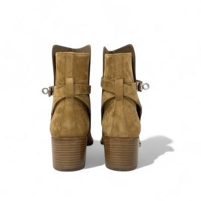 エルメス HERMES フレンチー ブーツ ショートブーツ 靴 シューズ スエード ブラウン シルバー 未使用 ケリー金具