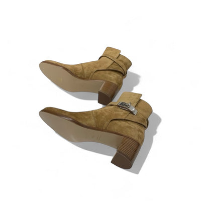 エルメス HERMES フレンチー ブーツ ショートブーツ 靴 シューズ スエード ブラウン シルバー 未使用 ケリー金具