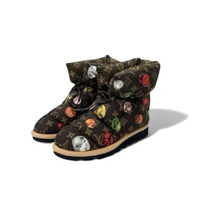 ルイヴィトン LOUIS VUITTON ピローライン モノグラム ブーツ ショートブーツ 靴 シューズ ナイロン ブラウン マルチカラー フォルナセッティ アンクルブーツ