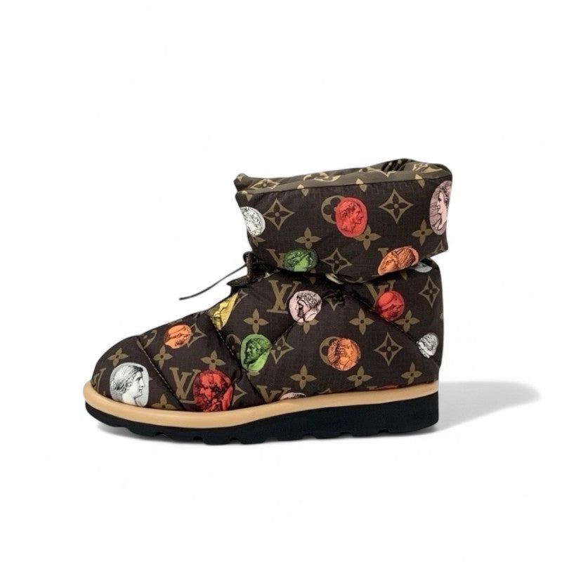 ルイヴィトン LOUIS VUITTON ピローライン モノグラム ブーツ ショートブーツ 靴 シューズ ナイロン ブラウン マルチカラー フォルナセッティ アンクルブーツ