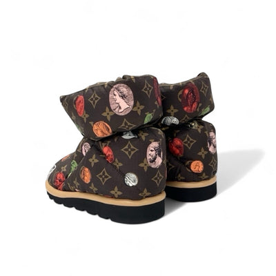 ルイヴィトン LOUIS VUITTON ピローライン モノグラム ブーツ ショートブーツ 靴 シューズ ナイロン ブラウン マルチカラー フォルナセッティ アンクルブーツ