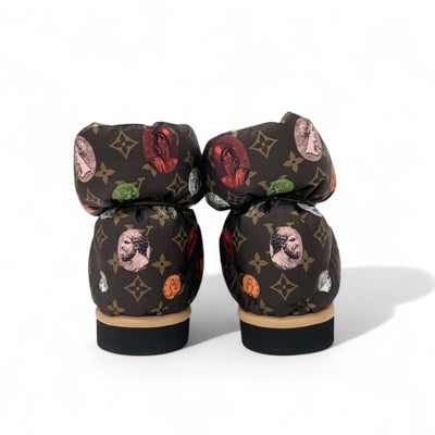 ルイヴィトン LOUIS VUITTON ピローライン モノグラム ブーツ ショートブーツ 靴 シューズ ナイロン ブラウン マルチカラー フォルナセッティ アンクルブーツ