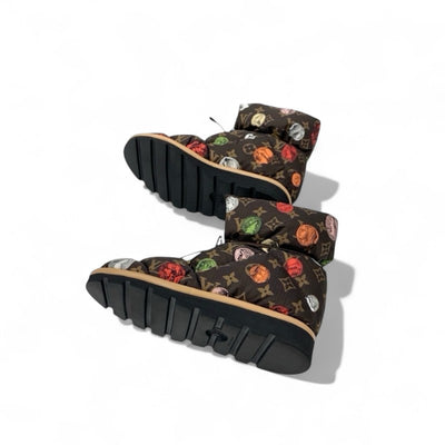 ルイヴィトン LOUIS VUITTON ピローライン モノグラム ブーツ ショートブーツ 靴 シューズ ナイロン ブラウン マルチカラー フォルナセッティ アンクルブーツ