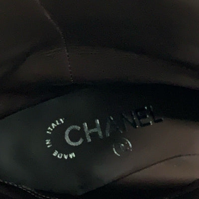 シャネル CHANEL ブーツ ロングブーツ 靴 シューズ ラムスキン パテント ブラック 黒 マトラッセ ロゴ