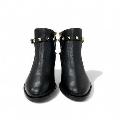 ヴァレンティノ VALENTINO ブーツ ショートブーツ 靴 シューズ レザー ブラック 黒 ゴールド 未使用 ロックスタッズ ベルト