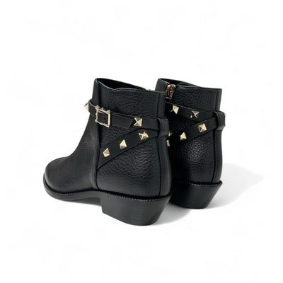 ヴァレンティノ VALENTINO ブーツ ショートブーツ 靴 シューズ レザー ブラック 黒 ゴールド 未使用 ロックスタッズ ベルト