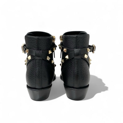 ヴァレンティノ VALENTINO ブーツ ショートブーツ 靴 シューズ レザー ブラック 黒 ゴールド 未使用 ロックスタッズ ベルト