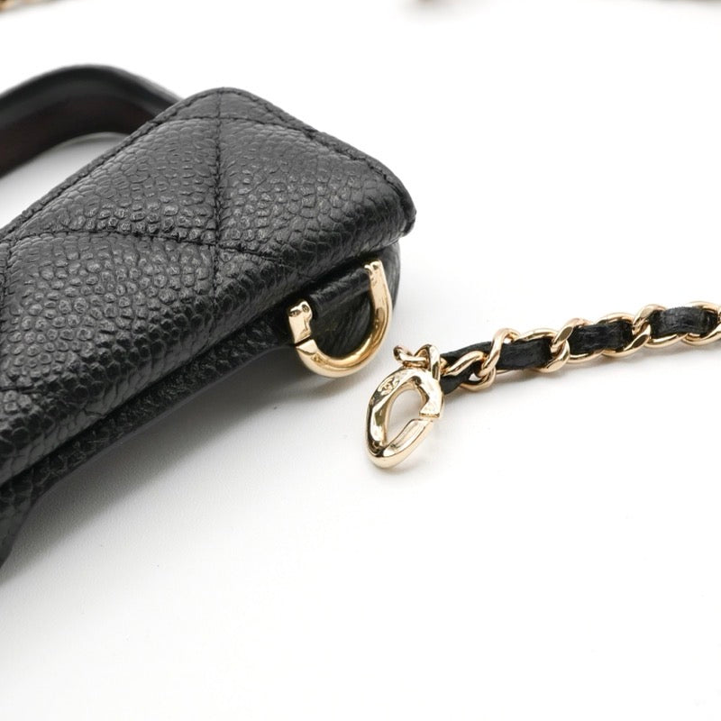 シャネル CHANEL 携帯・スマホアクセサリー ブラック ゴールド ココマーク マトラッセ iPhone14promax iPhoneケース チェーン