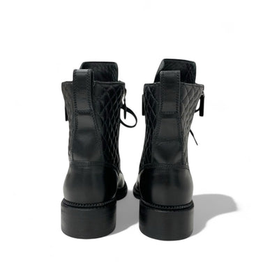 シャネル CHANEL ブーツ ショートブーツ 靴 シューズ レザー ブラック 黒 マトラッセ レースアップ ココマーク