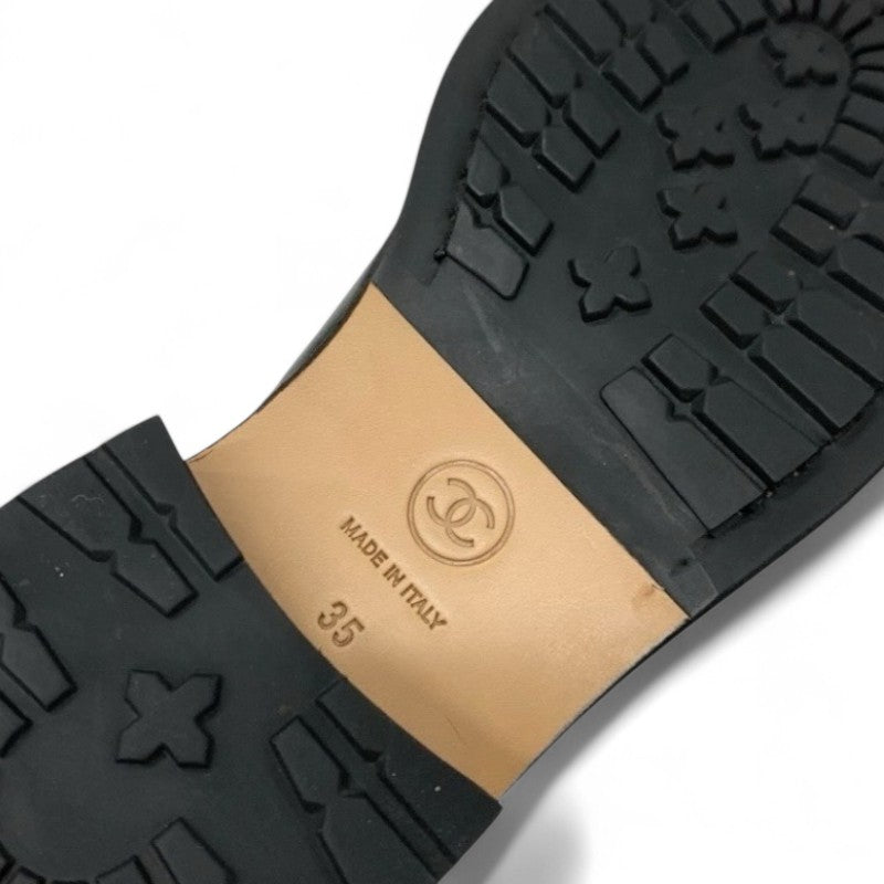 シャネル CHANEL ブーツ ショートブーツ 靴 シューズ レザー ブラック 黒 マトラッセ レースアップ ココマーク