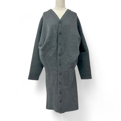ロエベ LOEWE トップス グレー ドレープコート ロングカーディガン ワンピース