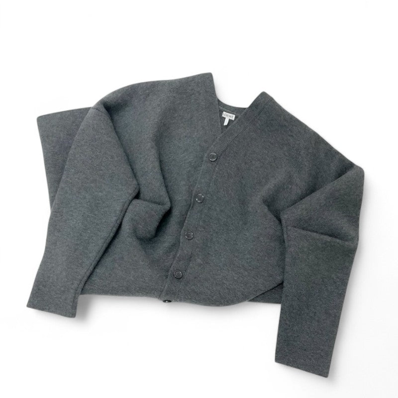 ロエベ LOEWE トップス グレー ドレープコート ロングカーディガン ワンピース