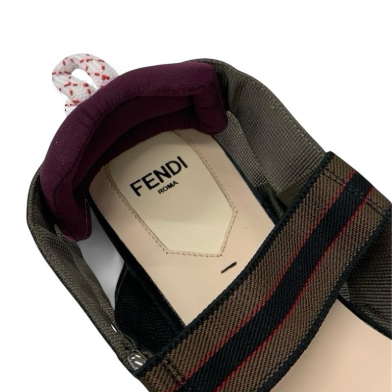 フェンディ FENDI コリブリ フラットシューズ 靴 シューズ ベロア ファブリック マルチカラー ロゴ ズッカ柄 ストラップ フラットパンプス