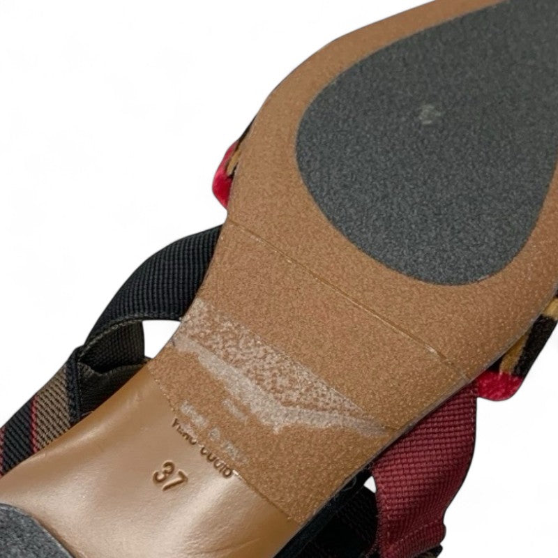 フェンディ FENDI コリブリ フラットシューズ 靴 シューズ ベロア ファブリック マルチカラー ロゴ ズッカ柄 ストラップ フラットパンプス