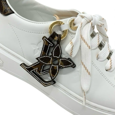 ルイヴィトン LOUIS VUITTON タイムアウトライン モノグラム スニーカー 靴 シューズ レザー ホワイト ブラウン チャーム