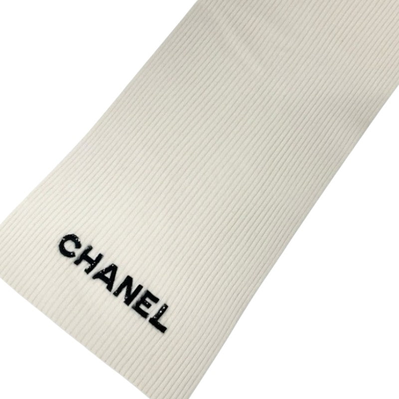 シャネル CHANEL マフラー カシミヤ ホワイト 白 ロゴ スパンコール