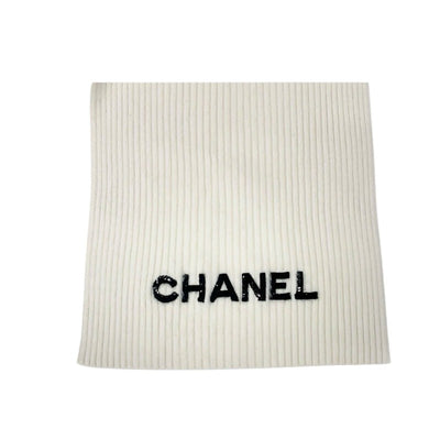 シャネル CHANEL マフラー カシミヤ ホワイト 白 ロゴ スパンコール