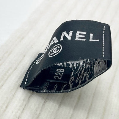 シャネル CHANEL マフラー カシミヤ ホワイト 白 ロゴ スパンコール