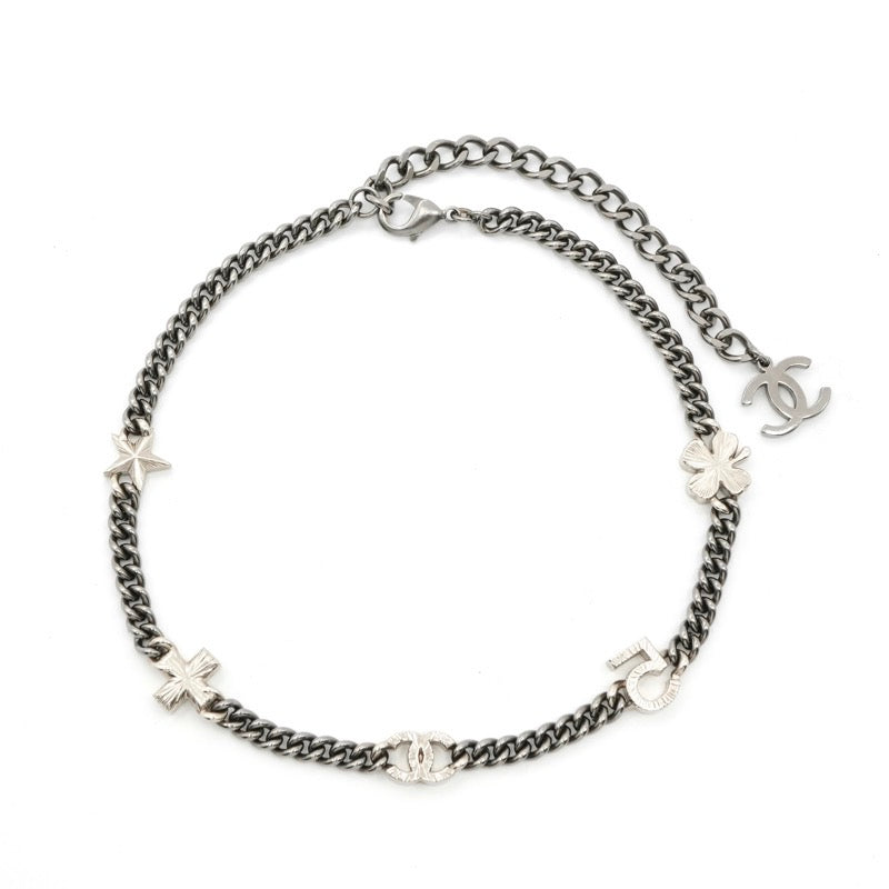 シャネル CHANEL ネックレス ペンダント チョーカー シルバー ココマーク クローバー スター ラインストーン