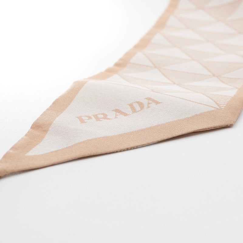 プラダ PRADA スカーフ シルク ベージュ ホワイト ツイル スカーフ プリント ロゴ