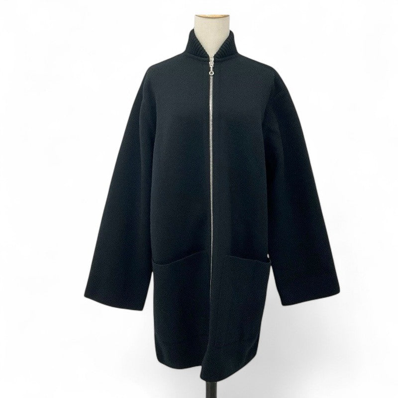 エルメス HERMES アウター ブラック リバーシブル ジップアップ バイアスH ニット コート