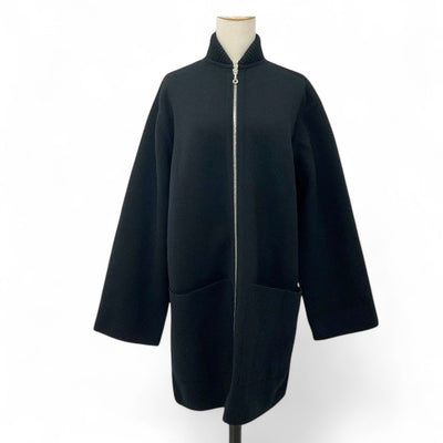 エルメス HERMES アウター ブラック リバーシブル ジップアップ バイアスH ニット コート