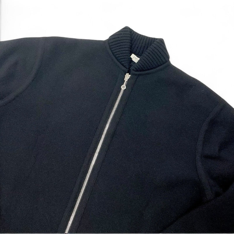 エルメス HERMES アウター ブラック リバーシブル ジップアップ バイアスH ニット コート