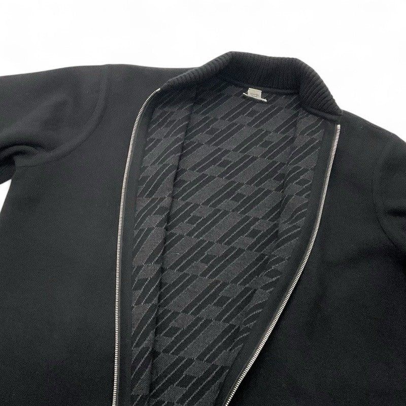 エルメス HERMES アウター ブラック リバーシブル ジップアップ バイアスH ニット コート